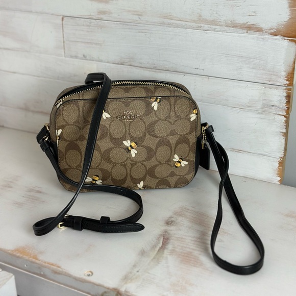 Coach Mini Camera Bag in Signature Canvas with Bee Print. - Picture 1 of 6